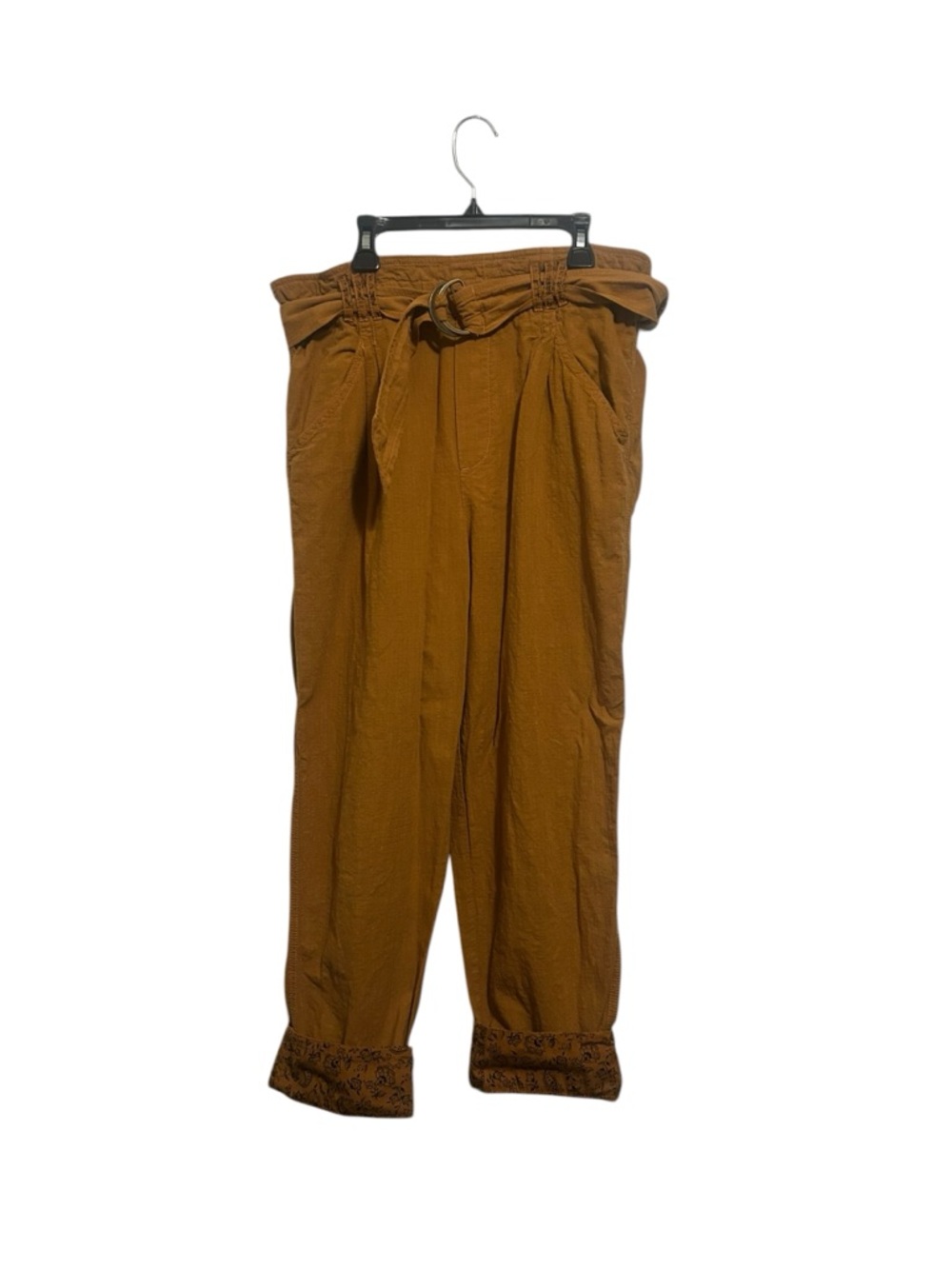Anthropologie Mustard Paperbag Waist Trousers with Paisley detail
